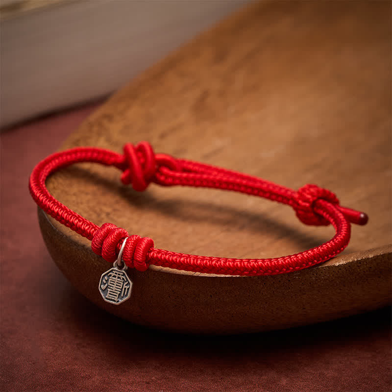 Buddha Stones Pulsera de conexión de hilo rojo Bagua de plata de ley 925 - image 4