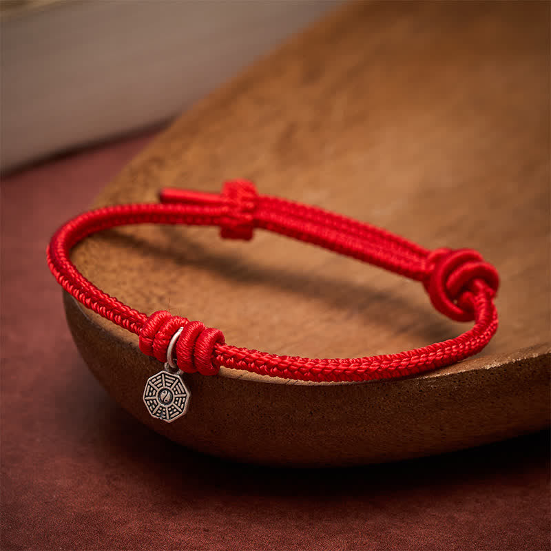 Buddha Stones Pulsera de conexión de hilo rojo Bagua de plata de ley 925 - image 2