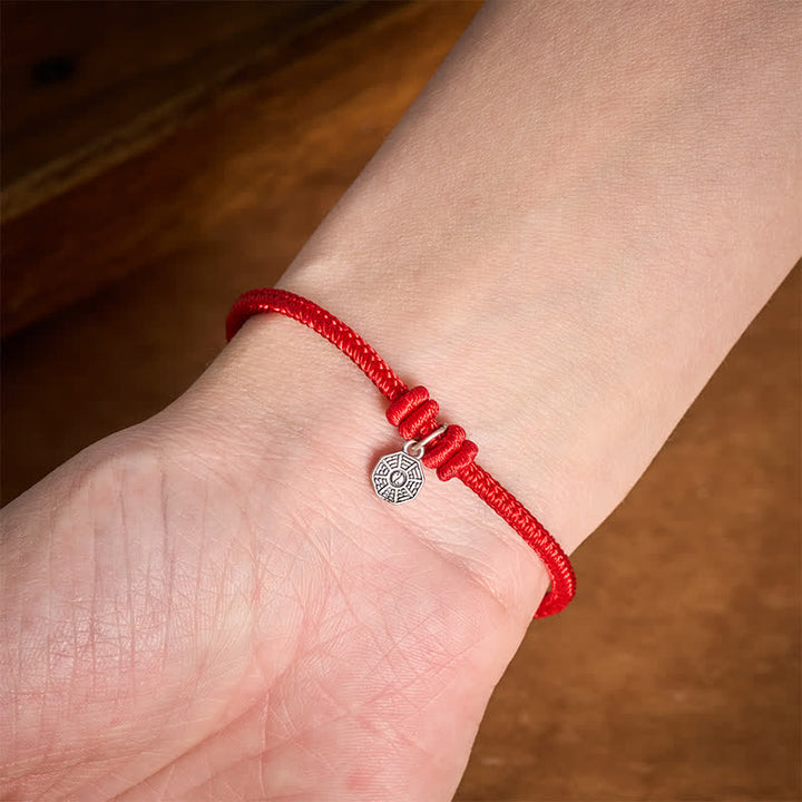 Buddha Stones Pulsera de conexión de hilo rojo Bagua de plata de ley 925 - image 10