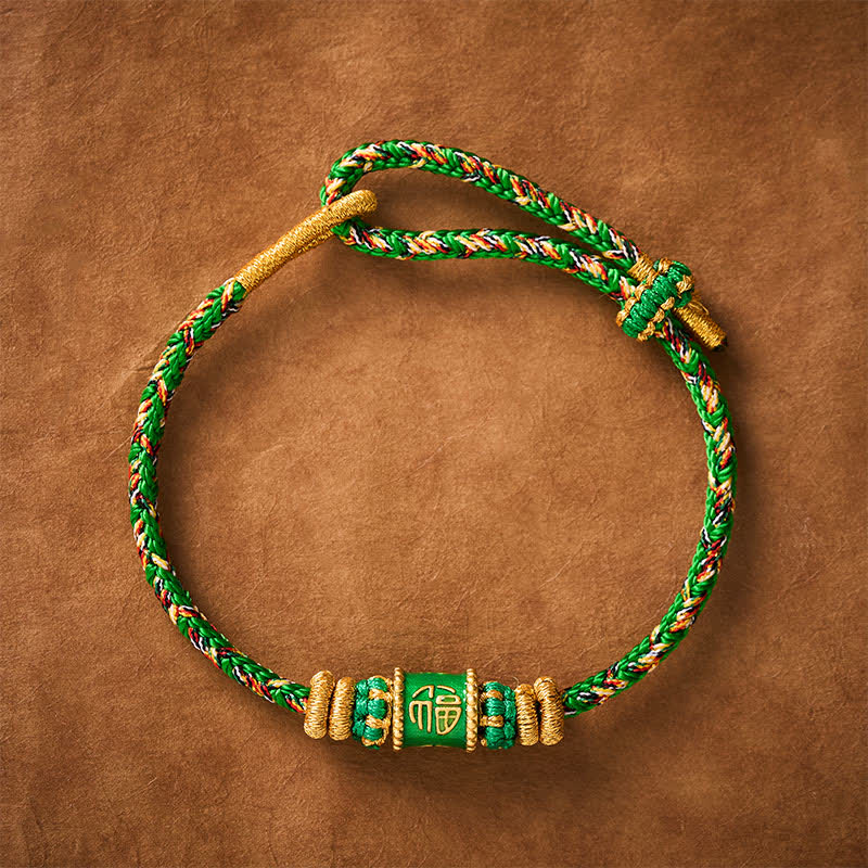 Buddha Stones Pulsera de la felicidad con hilo verde del personaje Fu - image 1
