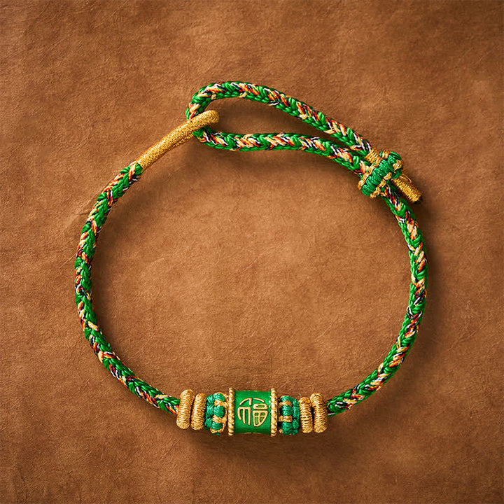 Buddha Stones Pulsera de la felicidad con hilo verde del personaje Fu - image 1