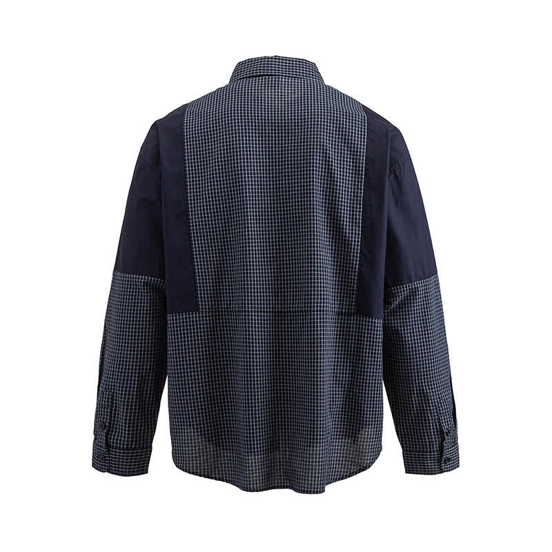 Buddha Stones Camisas de manga larga a cuadros con botones para hombre, estilo vintage, para primavera y otoño, con bolsillo. - image 7