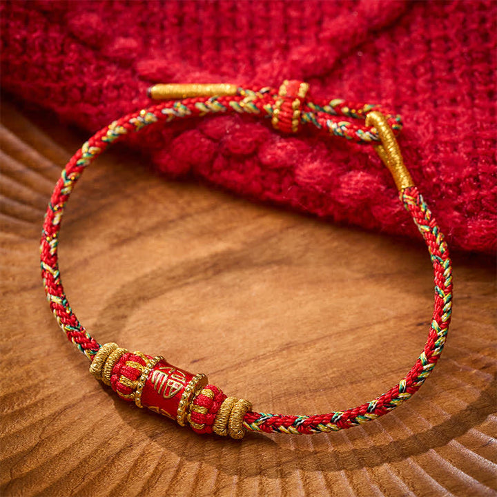 Buddha Stones Pulsera de la fortuna de hilo rojo con el personaje Fu - Personaje Fu (Felicidad ♥ Bendición) - image 0
