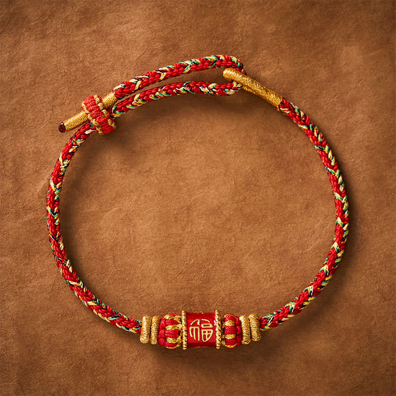 Buddha Stones Pulsera de la fortuna de hilo rojo con el personaje Fu - image 1