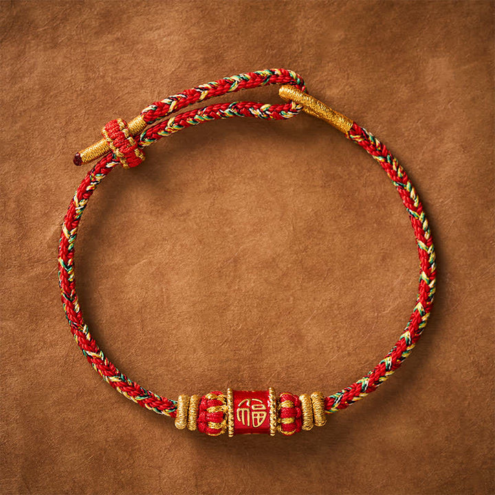 Buddha Stones Pulsera de la fortuna de hilo rojo con el personaje Fu - image 1