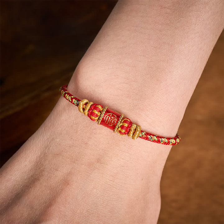 Buddha Stones Pulsera de la fortuna de hilo rojo con el personaje Fu - image 4