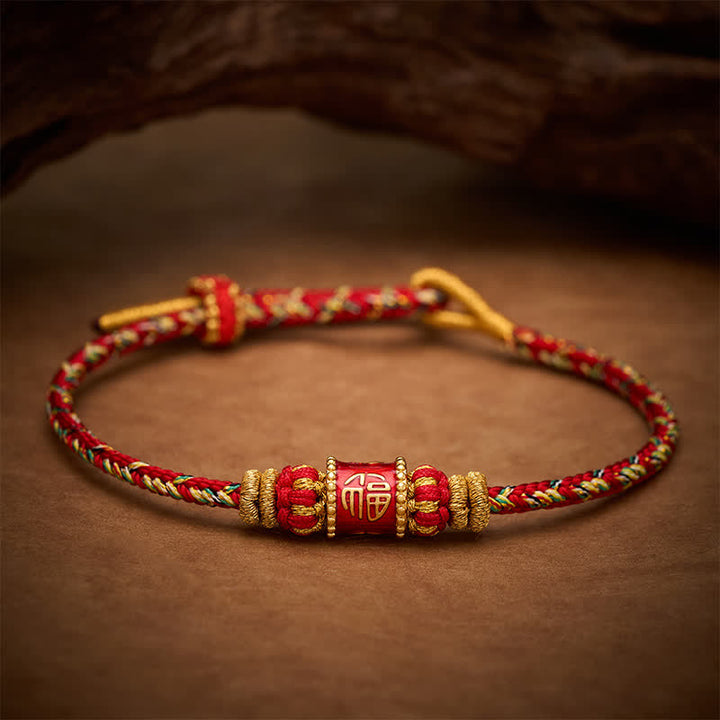 Buddha Stones Pulsera de la fortuna de hilo rojo con el personaje Fu - image 3