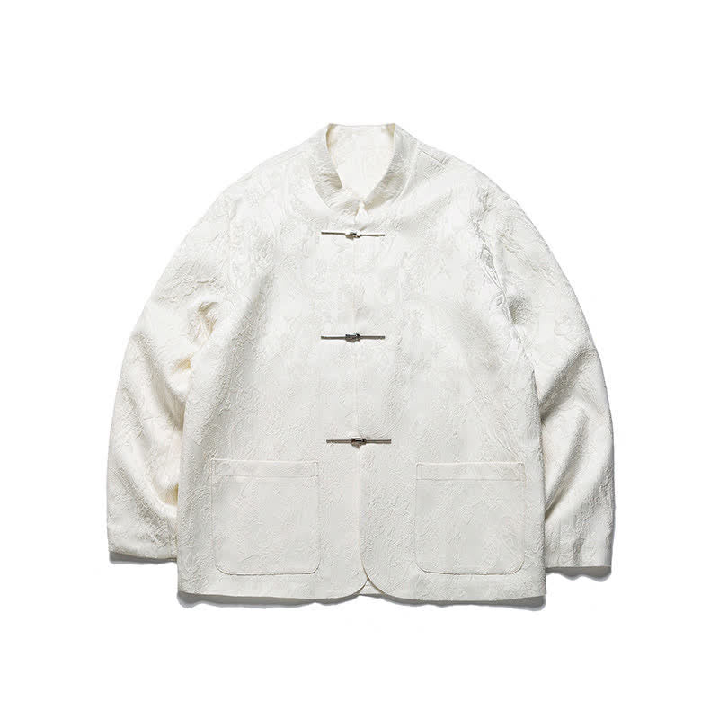 Buddha Stones Chaquetas de hombre de estilo Tang vintage con cuello mandarín, botones de rana y estampado floral, ideales para otoño e invierno. - image 14