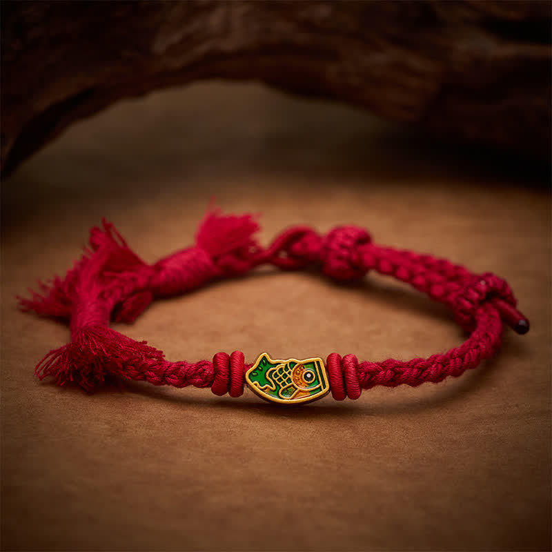 Buddha Stones Pulsera de la suerte con hilo rojo y diseño de pez koi - image 7