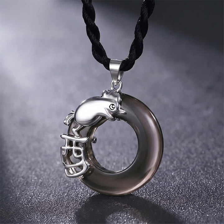 Buddha Stones Collar con colgante de la suerte con hebilla de la paz del zodíaco chino - Gallo - image 15
