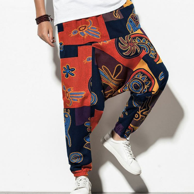 Pantalones Buddha Stones para hombre con estampado de pájaros y grafiti en tonos rojizos y marrones, con bolsillos. - Naranja oscuro - US/UK/AU44, UE 54 (5XL) - image 12