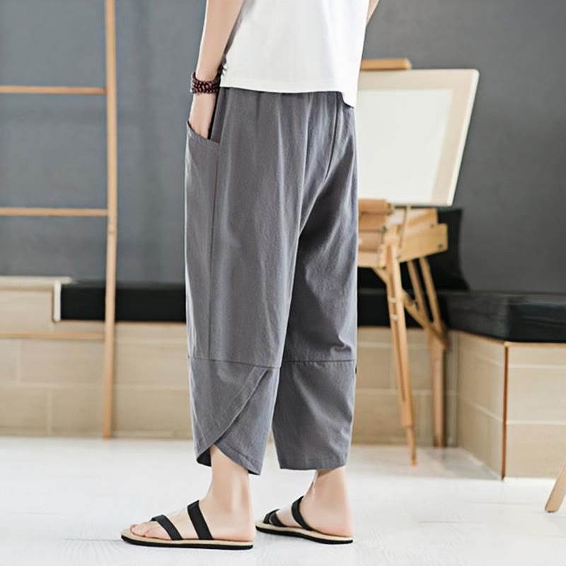 Pantalones de verano para hombre Buddha Stones, color liso, largo 7-8, con cordón ajustable y bolsillos. - image 17