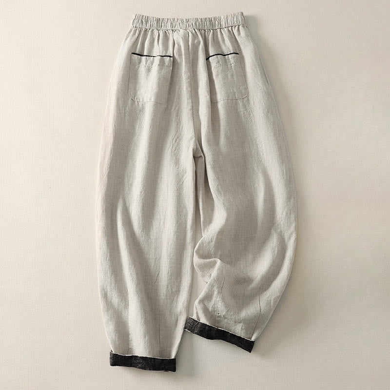 Pantalones harem de mujer con cordón ajustable, color liso, estampado Buddha Stones, estilo casual de verano, para mujer, con bolsillos. - image 1