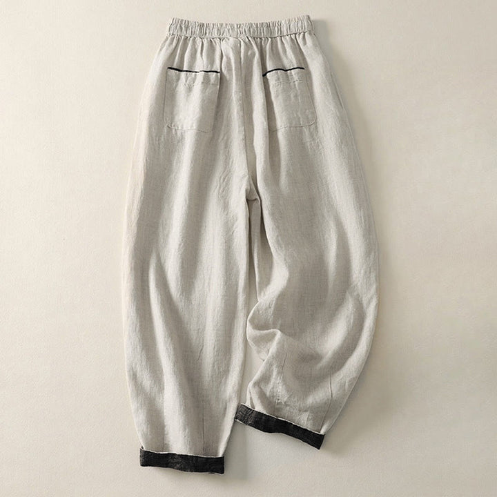 Pantalones harem de mujer con cordón ajustable, color liso, estampado Buddha Stones, estilo casual de verano, para mujer, con bolsillos. - image 1