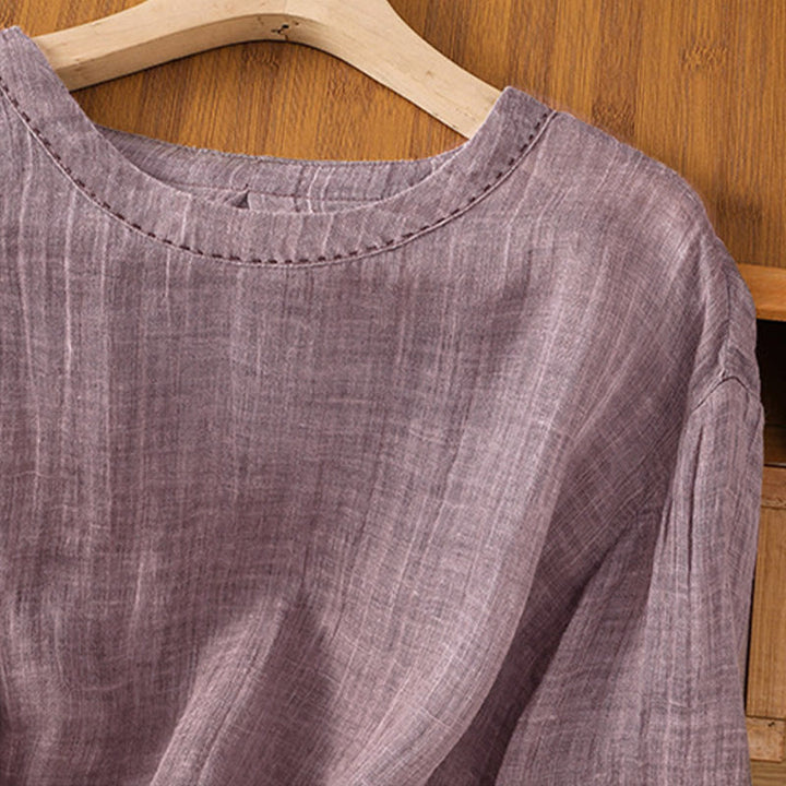 Camiseta de manga tres cuartos para mujer, estilo casual de verano, con cuello redondo y estampado de Buddha Stones. - image 12