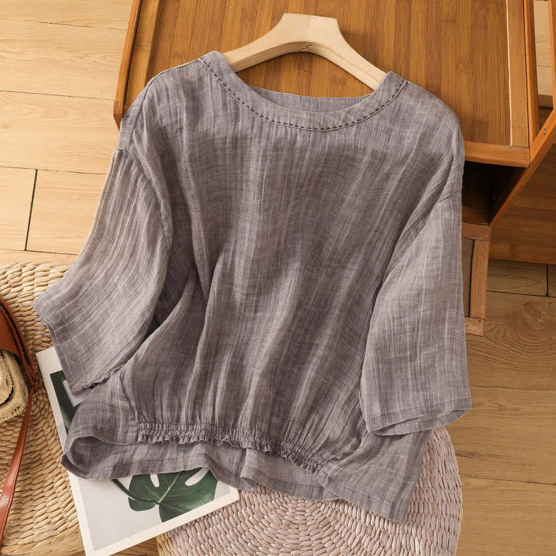 Camiseta de manga tres cuartos para mujer, estilo casual de verano, con cuello redondo y estampado de Buddha Stones. - Broncearse - US12, UK/AU16, EU44 (2XL) - image 16