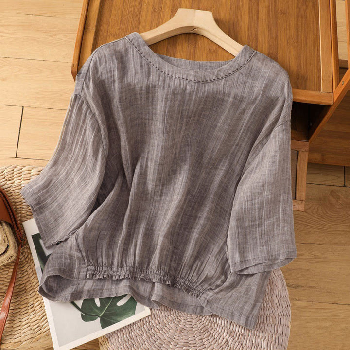Camiseta de manga tres cuartos para mujer, estilo casual de verano, con cuello redondo y estampado de Buddha Stones. - Broncearse - US12, UK/AU16, EU44 (2XL) - image 16