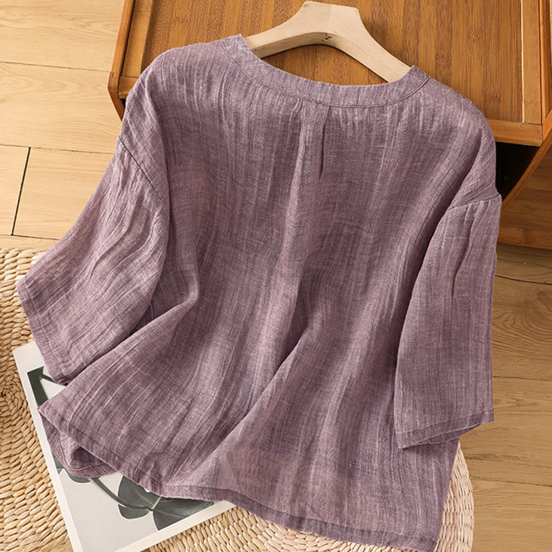 Camiseta de manga tres cuartos para mujer, estilo casual de verano, con cuello redondo y estampado de Buddha Stones. - image 9