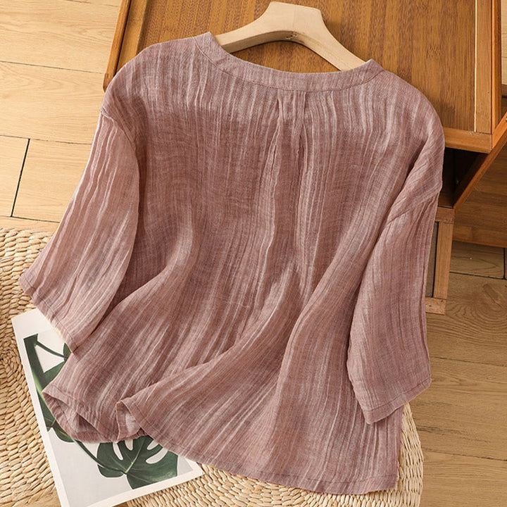 Camiseta de manga tres cuartos para mujer, estilo casual de verano, con cuello redondo y estampado de Buddha Stones. - image 25