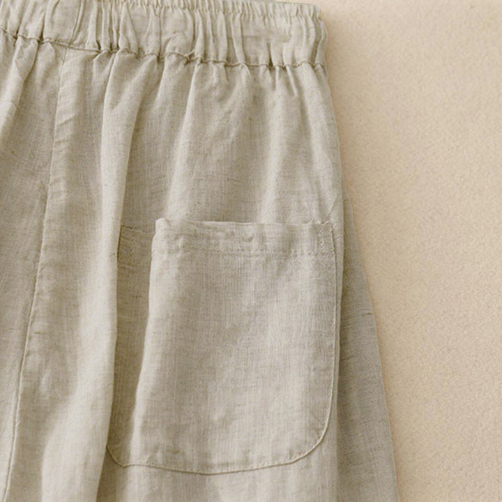 Pantalones capri harem cortos para mujer con cintura elástica y bolsillos, estampado Buddha Stones, ideales para el verano. - image 3