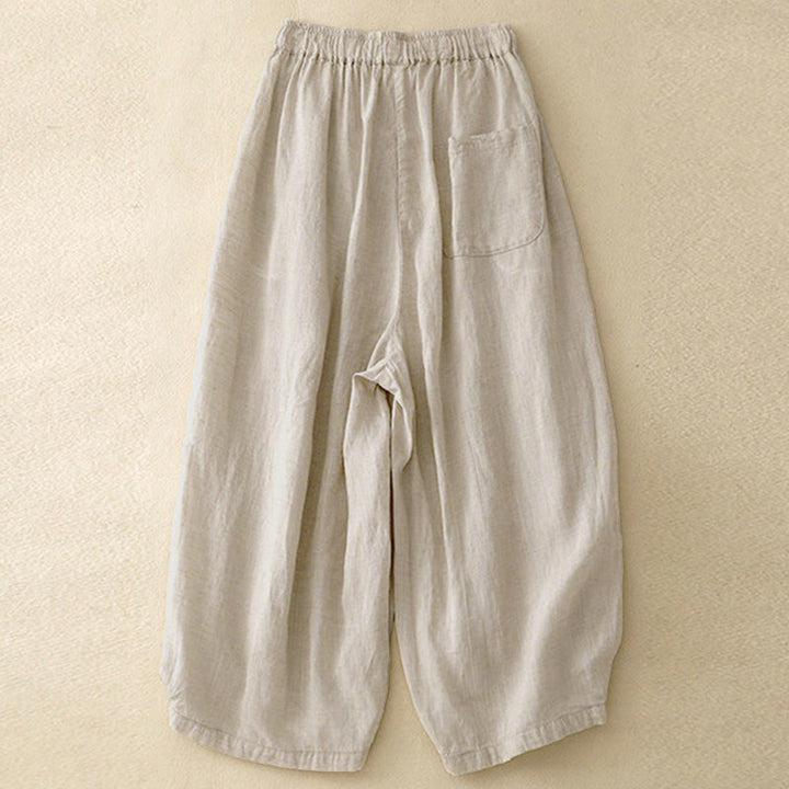 Pantalones capri harem cortos para mujer con cintura elástica y bolsillos, estampado Buddha Stones, ideales para el verano. - image 1