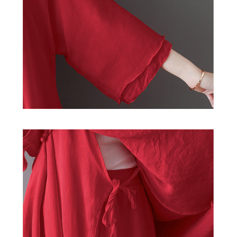 Vestido túnica midi con cuello en V y estampado de Buddha Stones, pantalones de pierna ancha, ropa para meditación, práctica zen y danza. - image 15