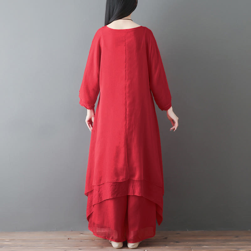 Vestido túnica midi con cuello en V y estampado de Buddha Stones, pantalones de pierna ancha, ropa para meditación, práctica zen y danza. - image 9