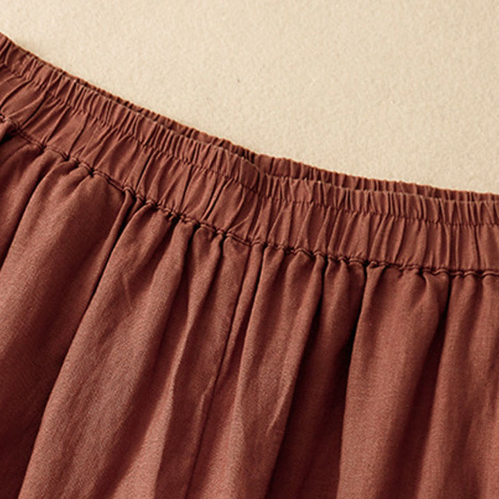 Pantalones cortos casuales lisos con Buddha Stones para mujer, estilo harem de lino con bolsillos. - image 16