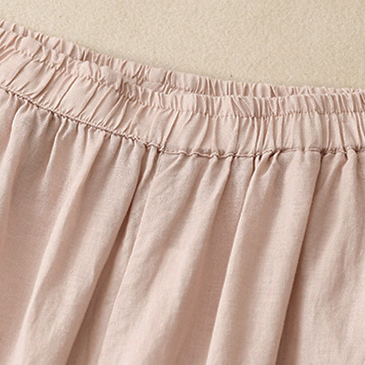 Pantalones cortos casuales lisos con Buddha Stones para mujer, estilo harem de lino con bolsillos. - image 21