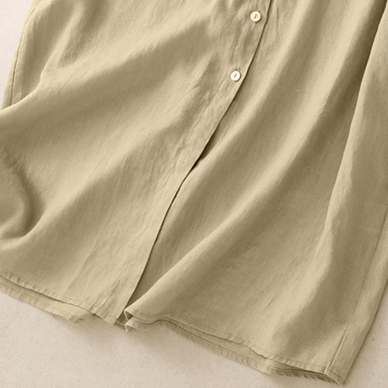 Vestido largo hasta la rodilla con botones y diseño sencillo de Buddha Stones para el día a día. - image 15