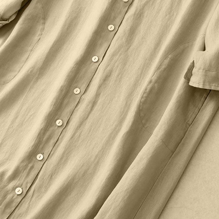 Vestido largo hasta la rodilla con botones y diseño sencillo de Buddha Stones para el día a día. - image 13