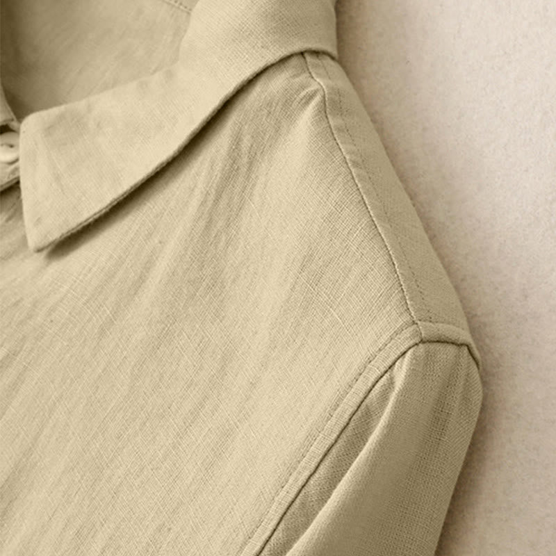 Vestido largo hasta la rodilla con botones y diseño sencillo de Buddha Stones para el día a día. - image 12