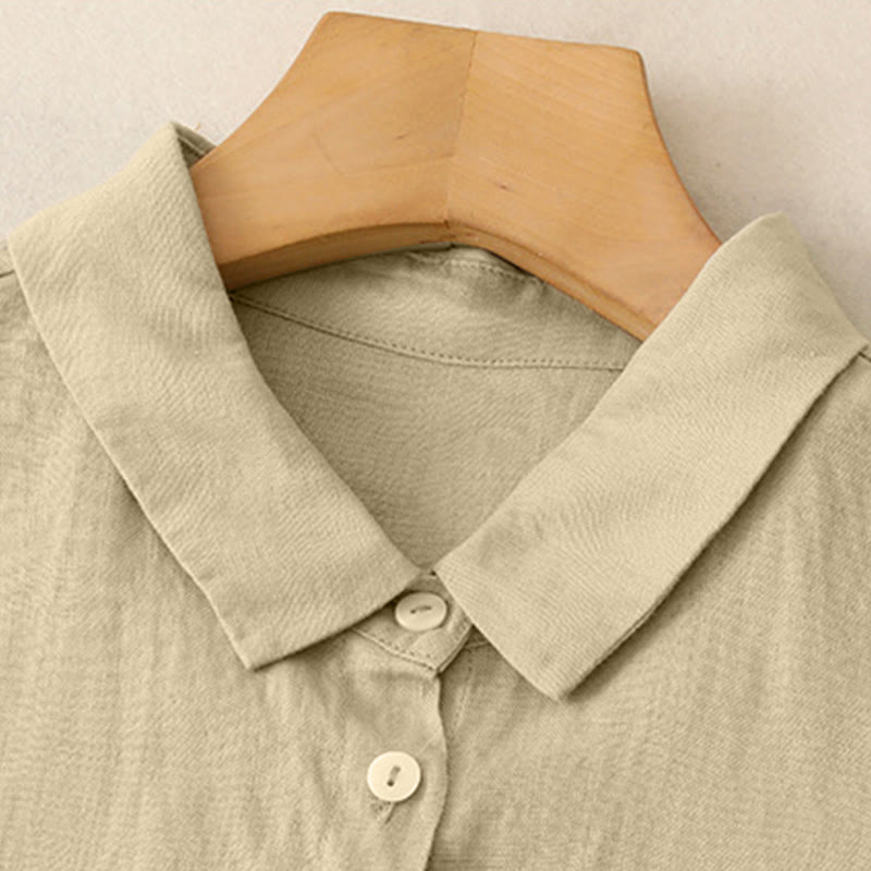 Vestido largo hasta la rodilla con botones y diseño sencillo de Buddha Stones para el día a día. - image 11