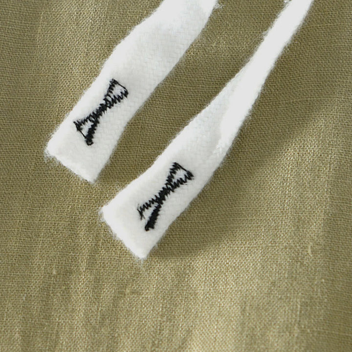 Pantalones de lino para hombre, largos hasta el tobillo, con bolsillos, de la Buddha Stones Fall Solid, con cordón ajustable y cintura elástica. - image 22