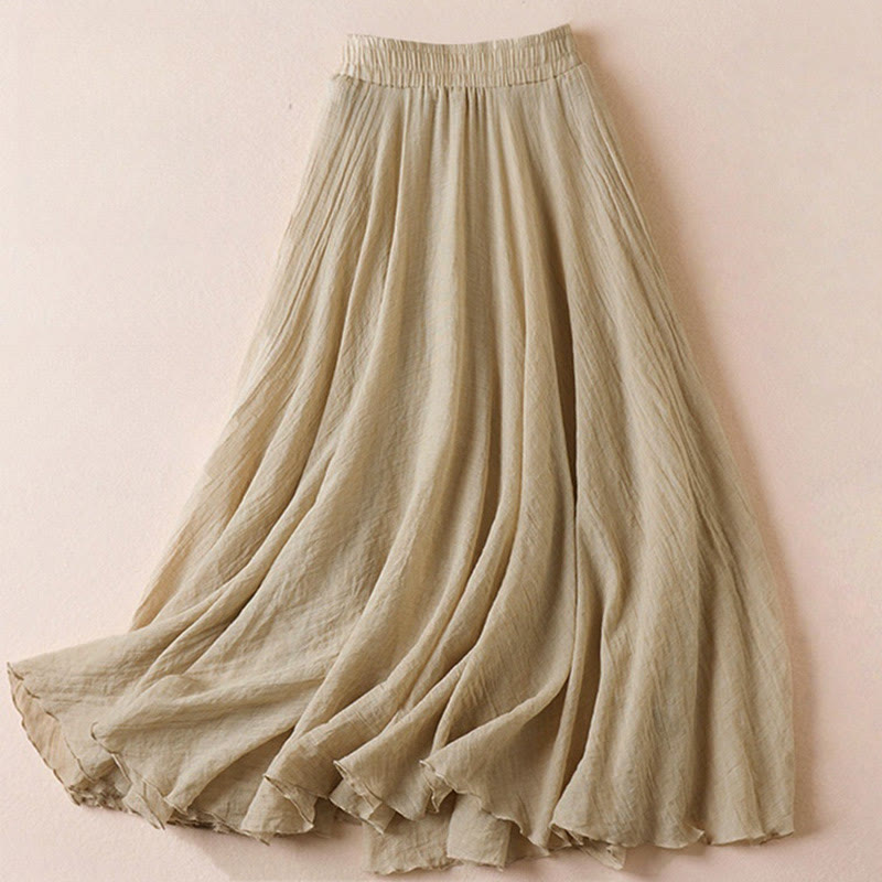 Falda de mujer vintage informal de talle alto con estampado de Buddha Stones, color liso. - image 1