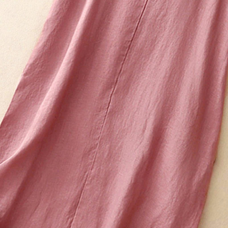 Vestido midi sin mangas de diseño sencillo, color liso, cuello redondo y bolsillos, con estampado Buddha Stones, ideal para uso diario en verano. - image 3