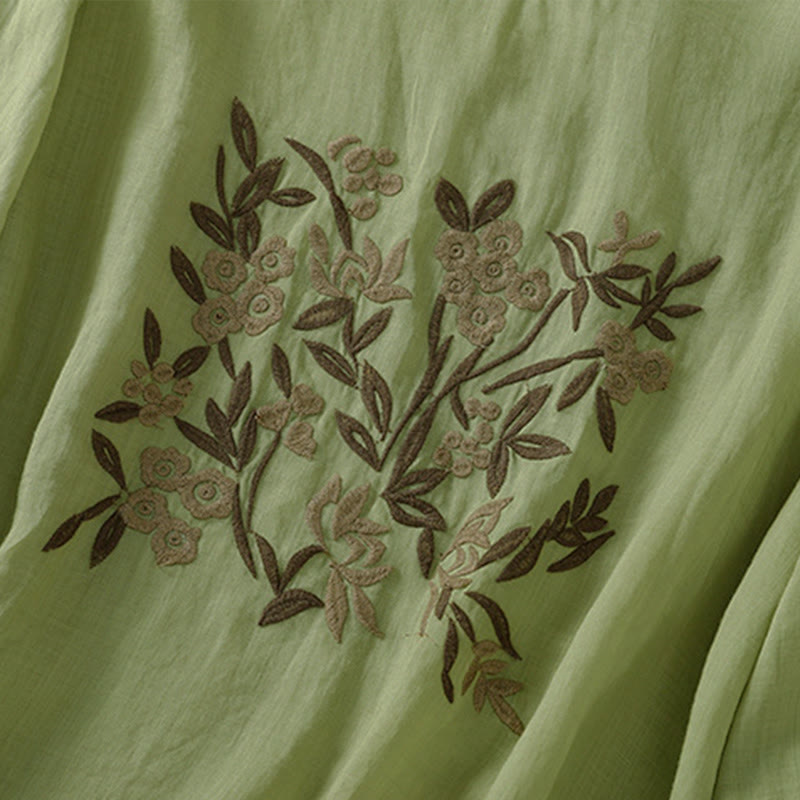 Camiseta de mujer de manga tres cuartos con bordado floral retro de Buddha Stones - image 20