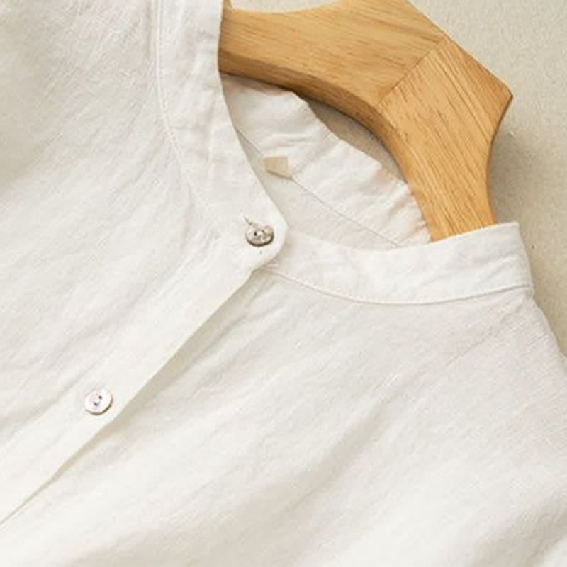 Buddha Stones Camisas de manga larga para mujer, estilo casual de otoño, con cuello mandarín y color liso. - image 24