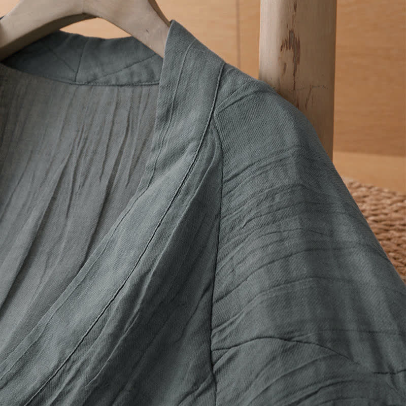Buddha Stones Kimono de mujer liso con cordón, diseño arrugado y estilo bohemio informal de verano para mujer. - image 20