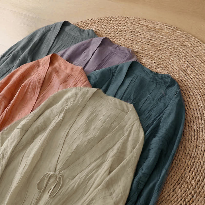 Buddha Stones Kimono de mujer liso con cordón, diseño arrugado y estilo bohemio informal de verano para mujer. - image 39