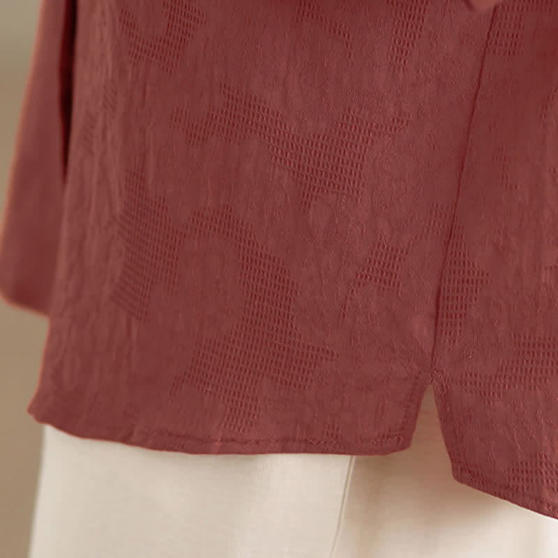 Buddha Stones Camisas de manga larga para mujer con cuello mandarín y bordados estilo vintage Tang para primavera/verano. - image 8