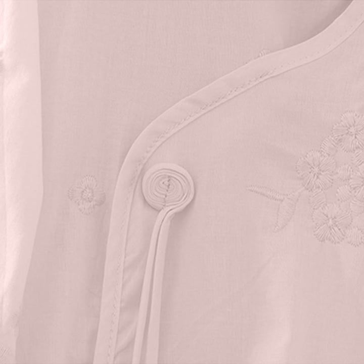 Buddha Stones Vestido veraniego informal de mujer con cuello redondo, mangas tres cuartos, cuello redondo y bolsillos, con bordado floral. - image 12