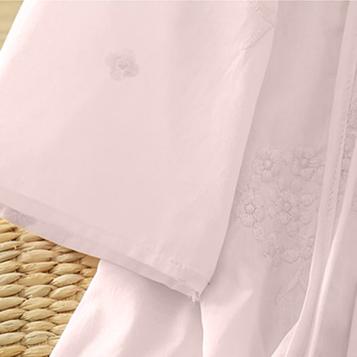 Buddha Stones Vestido veraniego informal de mujer con cuello redondo, mangas tres cuartos, cuello redondo y bolsillos, con bordado floral. - image 10