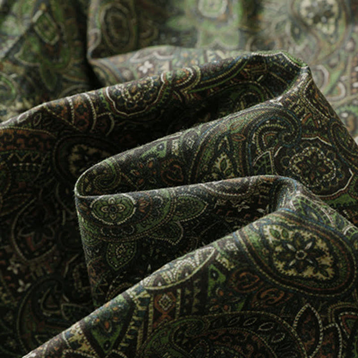 Buddha Stones Pantalones largos de mujer estilo boho con cordón ajustable, color verde y estampado abstracto, ideales para primavera y verano. Pierna ancha y bolsillo. - image 11