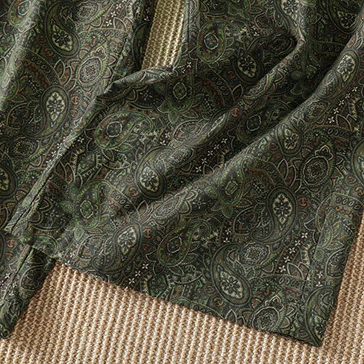 Buddha Stones Pantalones largos de mujer estilo boho con cordón ajustable, color verde y estampado abstracto, ideales para primavera y verano. Pierna ancha y bolsillo. - image 9