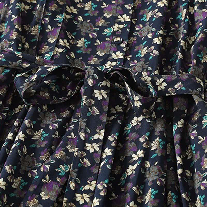 Buddha Stones Vestido de manga larga para mujer, elegante, vintage, con botones y estampado floral, ideal para primavera y verano. - image 13