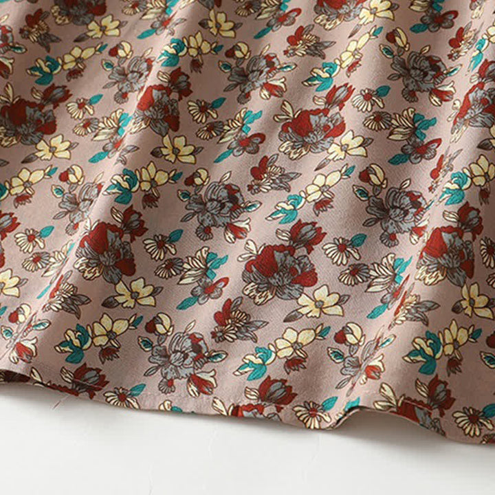 Buddha Stones Vestido de manga larga para mujer, elegante, vintage, con botones y estampado floral, ideal para primavera y verano. - image 8