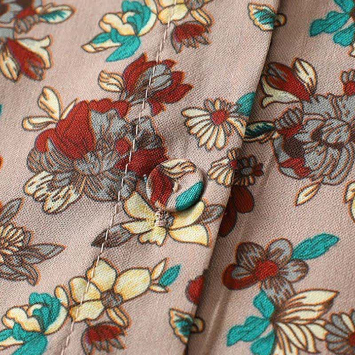 Buddha Stones Vestido de manga larga para mujer, elegante, vintage, con botones y estampado floral, ideal para primavera y verano. - image 4