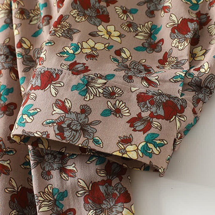 Buddha Stones Vestido de manga larga para mujer, elegante, vintage, con botones y estampado floral, ideal para primavera y verano. - image 7