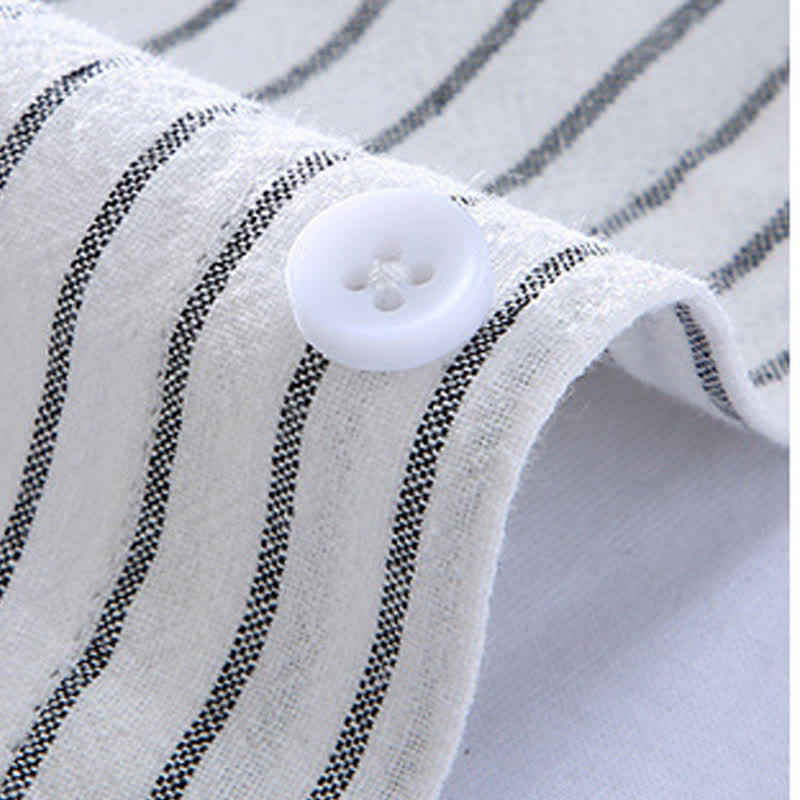 Buddha Stones Camisa de manga larga para hombre, estilo casual minimalista, con botones, rayas verticales y bolsillo de parche, ideal para primavera y otoño. - image 5